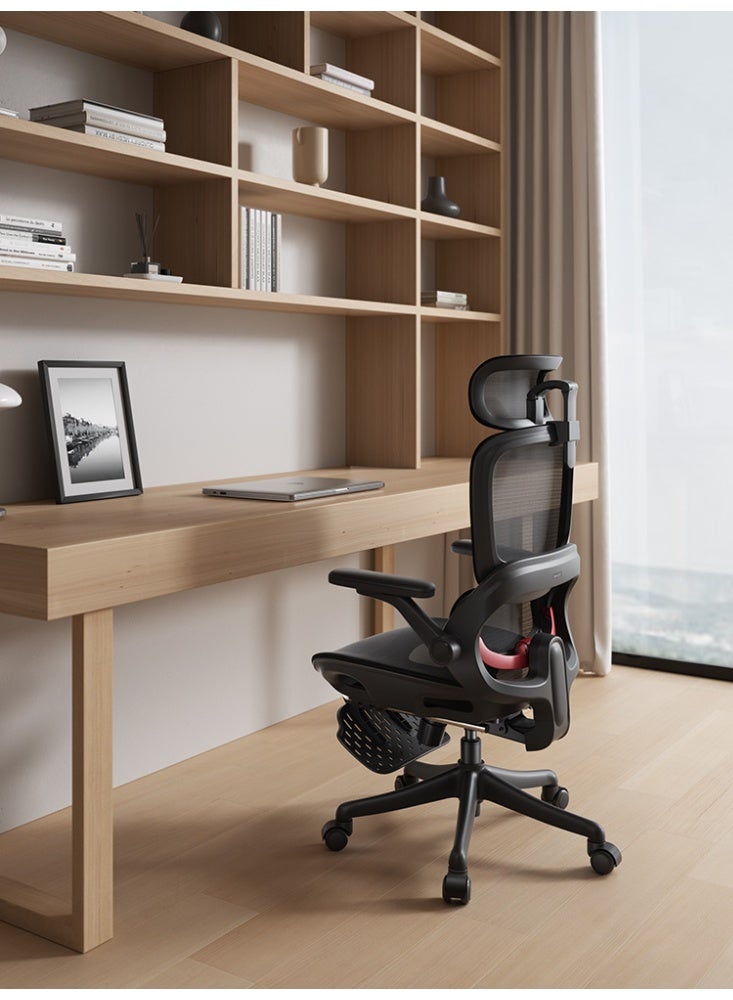 كرسي مكتب مريح SIHOO B100 Pro مع دعم للظهر ومسند للقدمين – كرسي مكتب وكمبيوتر دوّار بشبك، مزوّد بمساند ذراعين قابلة للتعديل رباعية الاتجاهات (4D) ومسند رأس ثلاثي الأبعاد (3D)، مناسب للدراسة والعمل (أسود)